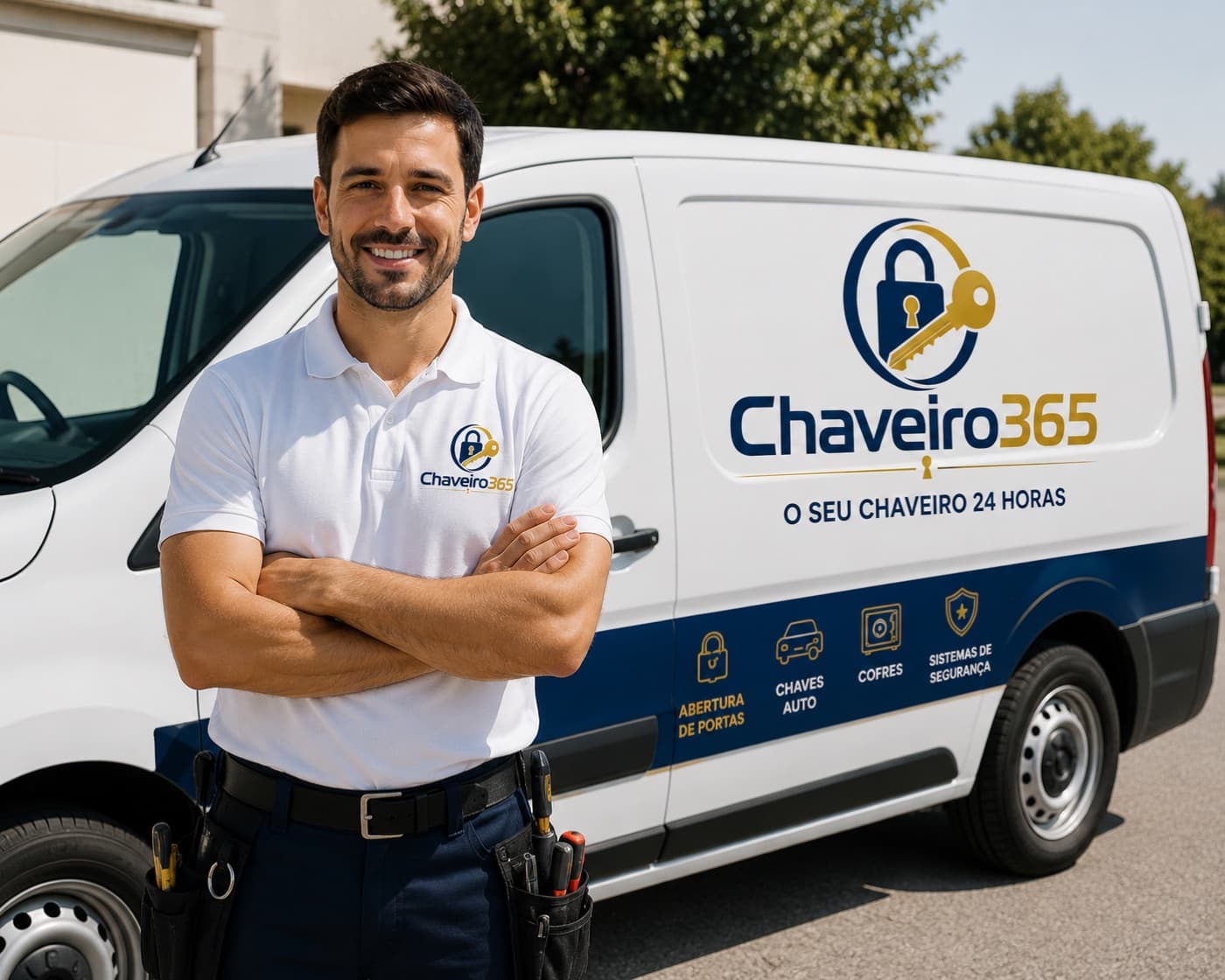 Técnico do Chaveiro 365 a prestar serviço de chaveiro no Algarve
